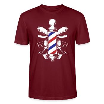 Salon de coiffure coiffeur - T-shirt bio CRAFTER Stanley Stella Unisexe - bordeaux - Devant - Alina (178cm) & Michal (187cm)