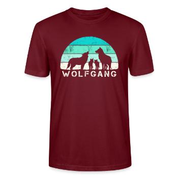 Wolfgang Wolfsfamilie Rudel - Stanley/Stella Unisex Bio-T-Shirt CRAFTER - Burgunderrot - Vorne - Alina (178cm) & Michal (187cm)