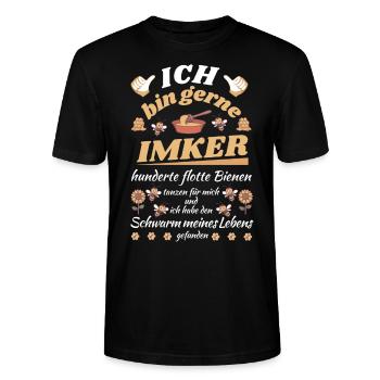 Ich bin gerne Imker - Stanley/Stella Unisex Bio-T-Shirt CRAFTER - Schwarz - Vorne - Alina (178cm) & Michal (187cm)
