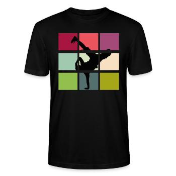 Breakdance breaker retro bboy - Stanley/Stella Unisex Bio-T-Shirt CRAFTER - Schwarz - Vorne - Alina (178cm) & Michal (187cm)