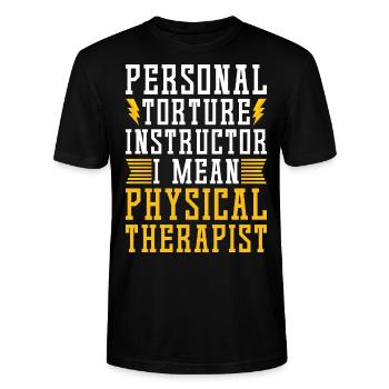 Physiotherapeuten Spruch Physiotherapie - Stanley/Stella Unisex Bio-T-Shirt CRAFTER - Schwarz - Vorne - Alina (178cm) & Michal (187cm)