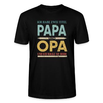 Ich habe zwei Titel Papa und Opa - Stanley/Stella Unisex Bio-T-Shirt CRAFTER - Schwarz - Vorne - Alina (178cm) & Michal (187cm)