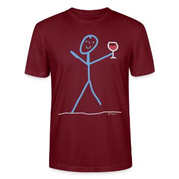 Wine drink stick man enjoyment gourmet - Stanley/Stella CRAFTER Unisex Organic T-Shirt - burgundy - Front - Alina (178cm) & Michal (187cm)