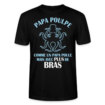 Papa Poulpe Cadeau Drôle Papa - T-shirt bio CRAFTER Stanley Stella Unisexe - noir - Devant - Alina (178cm) & Michal (187cm)