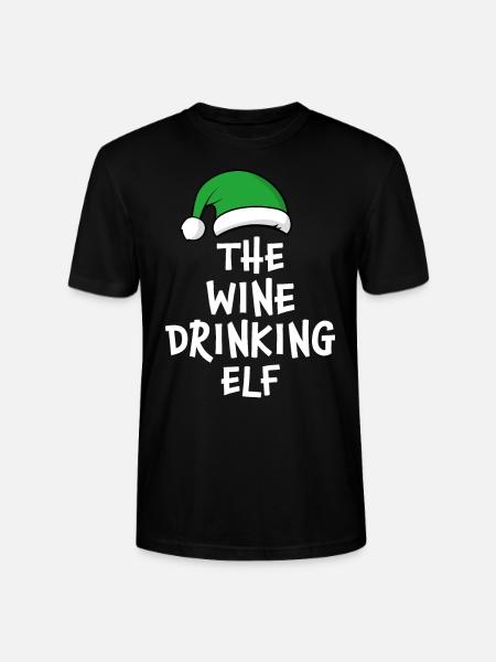 The Wine Drinking Elf - Stanley/Stella CRAFTER Unisex Organic T-Shirt - black