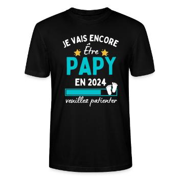 Je vais encore Être Papy en 2024 Cadeau Futur Papi - T-shirt bio CRAFTER Stanley Stella Unisexe - noir - Devant - Alina (178cm) & Michal (187cm)