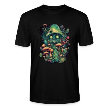 Trippy Alien - Stanley/Stella CRAFTER Unisex Organic T-Shirt - black - Front - Alina (178cm) & Michal (187cm)