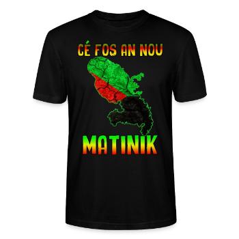 Drapeau et carte martinique cé fos an nou - T-shirt bio CRAFTER Stanley Stella Unisexe - noir - Devant - Alina (178cm) & Michal (187cm)