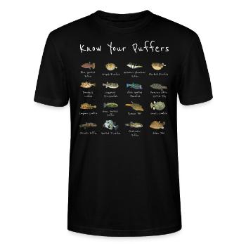 Kugelfisch Arten Geschenk Meeresbiologie Tauchen - Stanley/Stella Unisex Bio-T-Shirt CRAFTER - Schwarz - Vorne - Alina (178cm) & Michal (187cm)