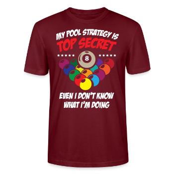 Secret Pool Strategy 8 Ball Funny Billiard - T-shirt bio CRAFTER Stanley Stella Unisexe - bordeaux - Devant - Alina (178cm) & Michal (187cm)