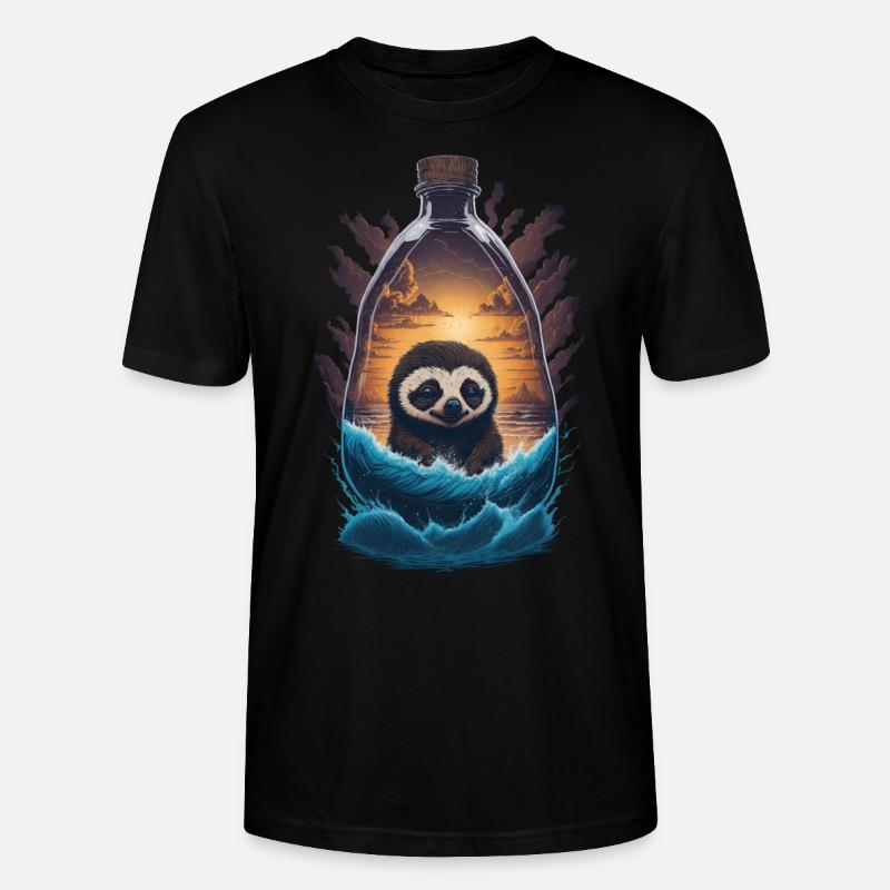 Faultier Flasche - Stanley/Stella Unisex Bio-T-Shirt CRAFTER - Schwarz