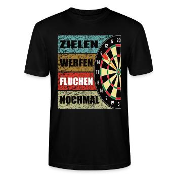 Zielen Werfen Fluchen Nochmal Dart Darts - Stanley/Stella Unisex Bio-T-Shirt CRAFTER - Schwarz - Vorne - Alina (178cm) & Michal (187cm)