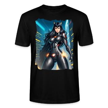 Female cartoon villain - Stanley/Stella CRAFTER Unisex Organic T-Shirt - black - Front - Alina (178cm) & Michal (187cm)