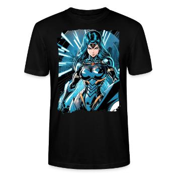 Super-héroïne - T-shirt bio CRAFTER Stanley Stella Unisexe - noir - Devant - Alina (178cm) & Michal (187cm)