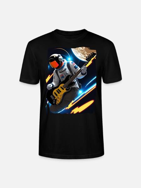 Astronaut plays guitar in space - Stanley/Stella CRAFTER Unisex Organic T-Shirt - black