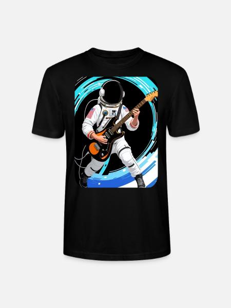 Astronaut playing electric guitar - Stanley/Stella CRAFTER Unisex Organic T-Shirt - black