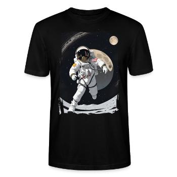 Astronaute courant sur la lune - T-shirt bio CRAFTER Stanley Stella Unisexe - noir - Devant - Alina (178cm) & Michal (187cm)