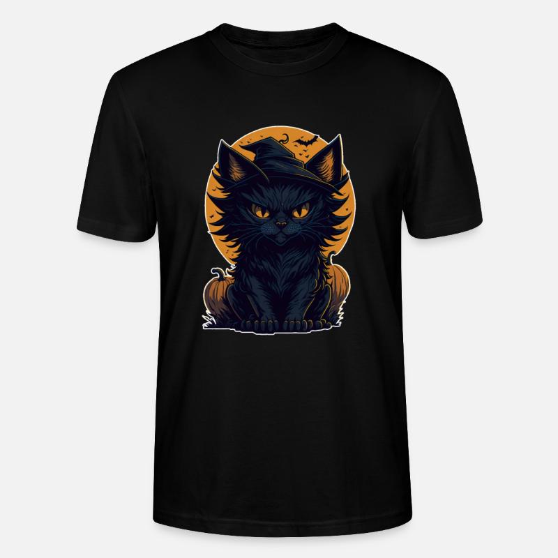 Chat Chat Noir Halloween - T-shirt bio CRAFTER Stanley Stella Unisexe - noir