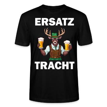 Lederhose Hirsch Tracht Bayrisch Trachten Ersatz - Stanley/Stella Unisex Bio-T-Shirt CRAFTER - Schwarz - Vorne - Alina (178cm) & Michal (187cm)