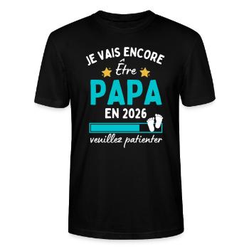 Je encore Être Papa en 2026 Cadeau Futur Papa - T-shirt bio CRAFTER Stanley Stella Unisexe - noir - Devant - Alina (178cm) & Michal (187cm)