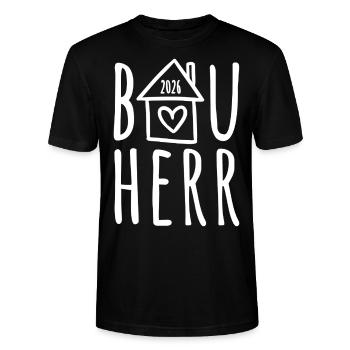 Bauherr 2026 - Stanley/Stella Unisex Bio-T-Shirt CRAFTER - Schwarz - Vorne - Alina (178cm) & Michal (187cm)