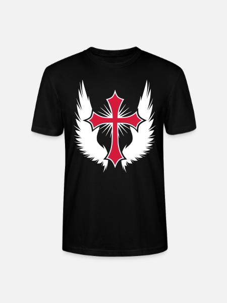 11 Gothic Kreuz Flügel - Stanley/Stella Unisex Bio-T-Shirt CRAFTER - Schwarz