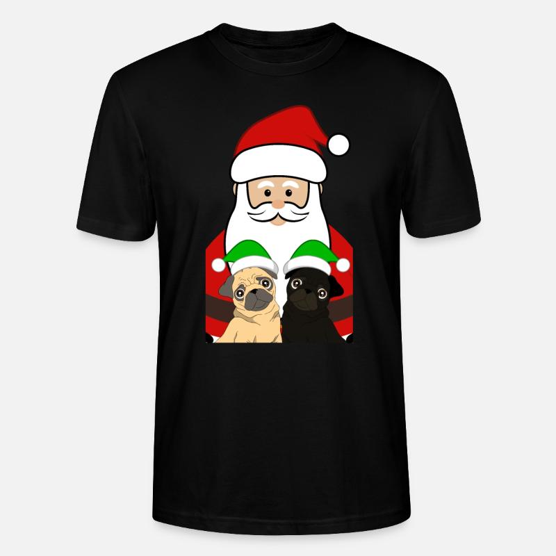 Weihnachtsmann mit Möpse Mops Geschenk - Stanley/Stella Unisex Bio-T-Shirt CRAFTER - Schwarz