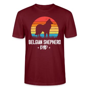 Belgian Shepherd - Stanley/Stella CRAFTER Unisex Organic T-Shirt - burgundy - Front - Alina (178cm) & Michal (187cm)