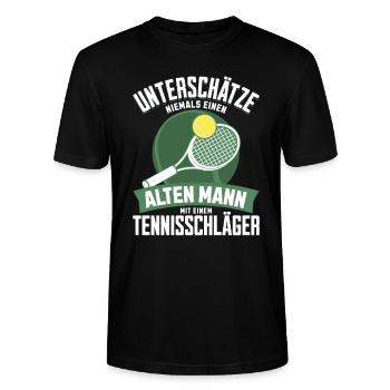 Tennisspieler Geschenk Tennisschläger Tennis-Match - Stanley/Stella Unisex Bio-T-Shirt CRAFTER - Schwarz - Vorne - Alina (178cm) & Michal (187cm)
