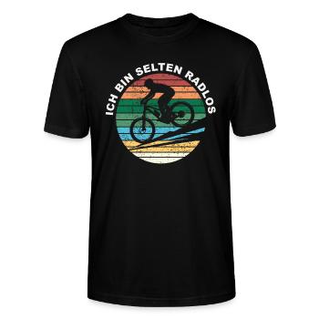 Ich Bin Selten Radlos - Fahrrad - Stanley/Stella Unisex Bio-T-Shirt CRAFTER - Schwarz - Vorne - Alina (178cm) & Michal (187cm)