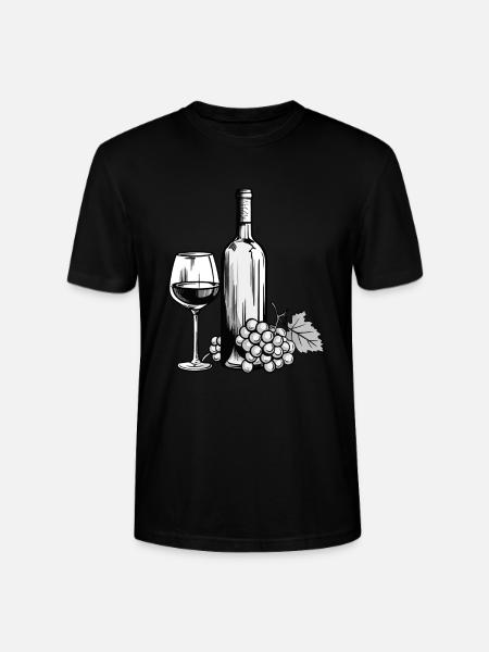 Wine Glass Wine Bottle - Stanley/Stella CRAFTER Unisex Organic T-Shirt - black
