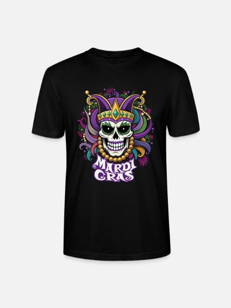 Mardi Gras - Carnival - Skull - Gift - Stanley/Stella CRAFTER Unisex Organic T-Shirt - black