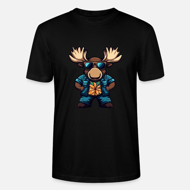 Elch Comic Lustig Sommer - Stanley/Stella Unisex Bio-T-Shirt CRAFTER - Schwarz
