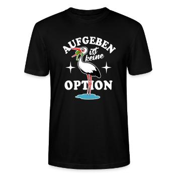 Frosch und Storch - Aufgeben ist keine Option - Stanley/Stella Unisex Bio-T-Shirt CRAFTER - Schwarz - Vorne - Alina (178cm) & Michal (187cm)