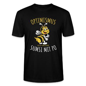Optimismus heißt umgekehrt Sumsi mit Po - Stanley/Stella Unisex Bio-T-Shirt CRAFTER - Schwarz - Vorne - Alina (178cm) & Michal (187cm)