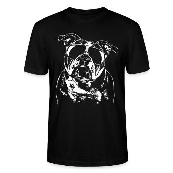 OLD ENGLISH BULLDOG cool Sonnenbrille Wilsigns OEB - Stanley/Stella Unisex Bio-T-Shirt CRAFTER - Schwarz - Vorne - Alina (178cm) & Michal (187cm)