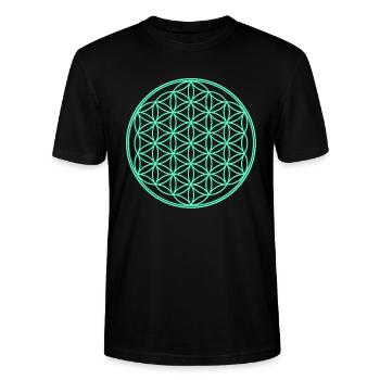 Blume des Lebens blau - Stanley/Stella Unisex Bio-T-Shirt CRAFTER - Schwarz - Vorne - Alina (178cm) & Michal (187cm)