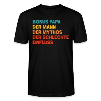 Bonus Papa schlechter Einfluss - Stanley/Stella Unisex Bio-T-Shirt CRAFTER - Schwarz - Vorne - Alina (178cm) & Michal (187cm)
