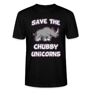 Unicorn Parodi Dick Rhino Funny Cute Gift - Stanley Stella CRAFTER unisex økologisk-T-shirt - sort - Foran - Alina (178cm) & Michal (187cm)