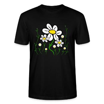 Gänseblümchen Blumenranke Margeriten Blumenmuster - Stanley/Stella Unisex Bio-T-Shirt CRAFTER - Schwarz - Vorne - Alina (178cm) & Michal (187cm)