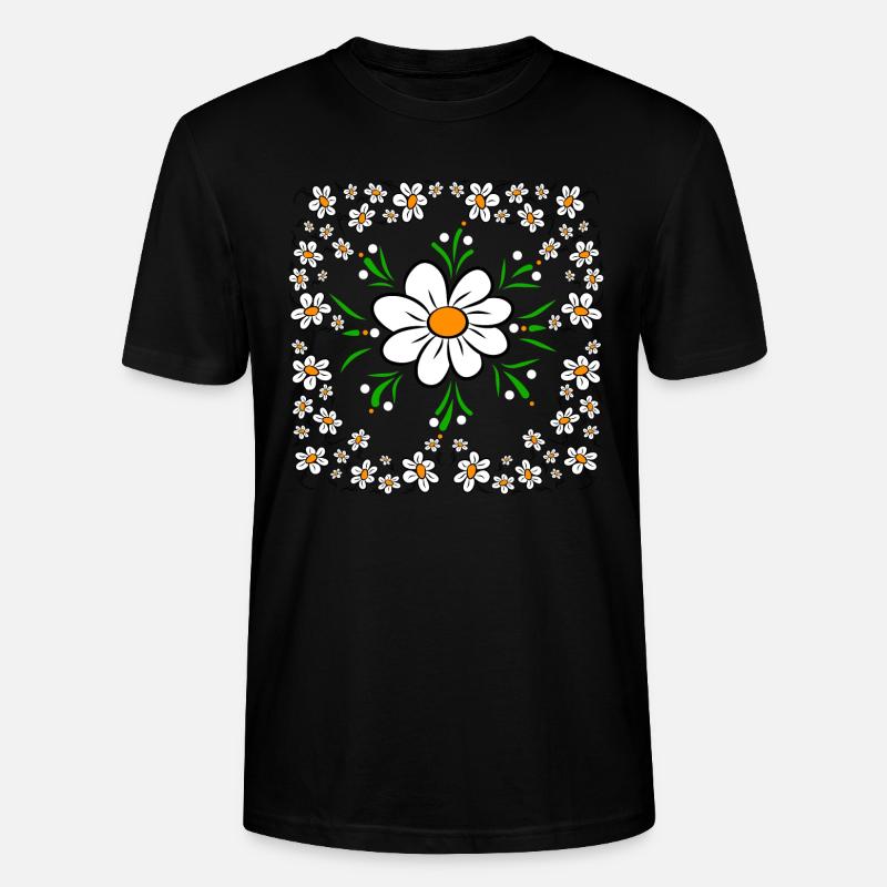 Gänseblümchen Blumenwiese Blumenmuster Blume - Stanley/Stella Unisex Bio-T-Shirt CRAFTER - Schwarz