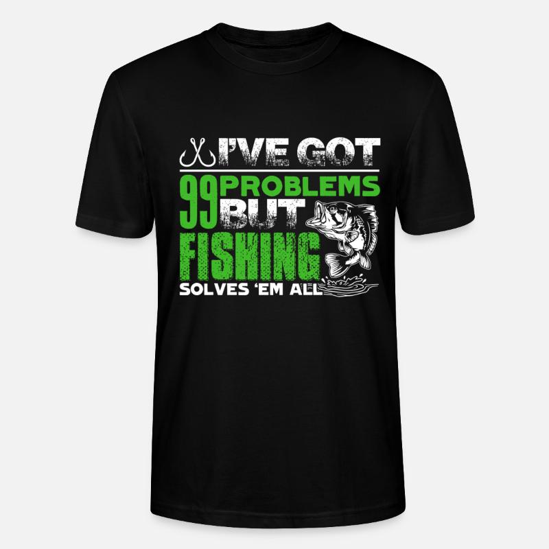 Fishing Solves All Problems - Stanley/Stella CRAFTER Unisex Organic T-Shirt - black