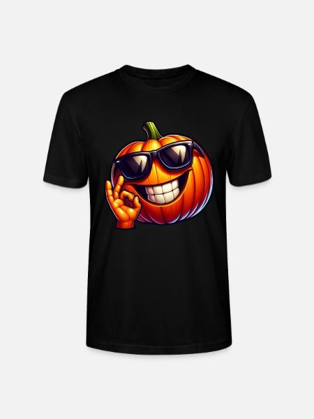 Cool Halloween pumpkin with sunglasses - Stanley/Stella CRAFTER Unisex Organic T-Shirt - black