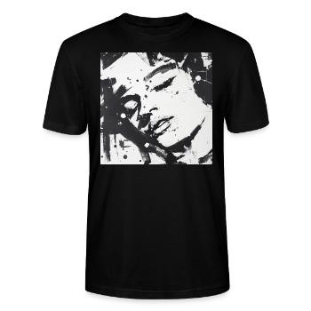 Kunstkonflikt - Sinnlich - Stanley/Stella Unisex Bio-T-Shirt CRAFTER - Schwarz - Vorne - Alina (178cm) & Michal (187cm)