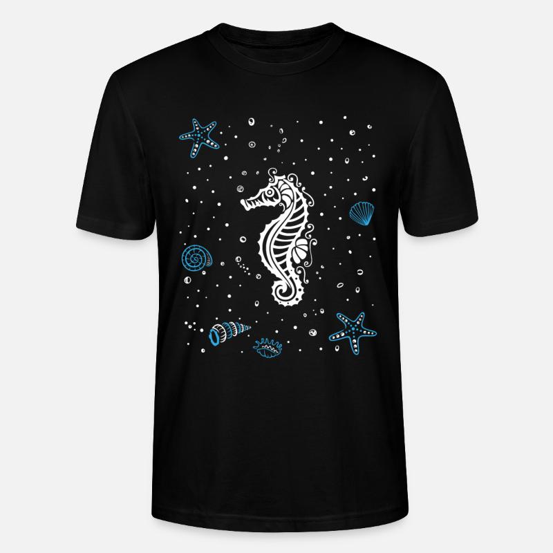 Seepferdchen mit Wasserspritzer. Maritim. - Stanley/Stella Unisex Bio-T-Shirt CRAFTER - Schwarz