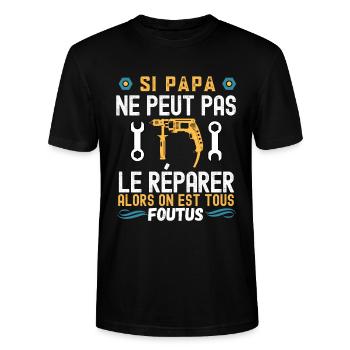 Papa réparateur - T-shirt bio CRAFTER Stanley Stella Unisexe - noir - Devant - Alina (178cm) & Michal (187cm)