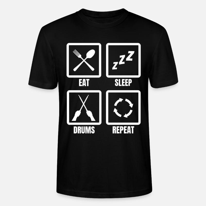 Eat Sleep Drums Répéter - T-shirt bio CRAFTER Stanley Stella Unisexe - noir