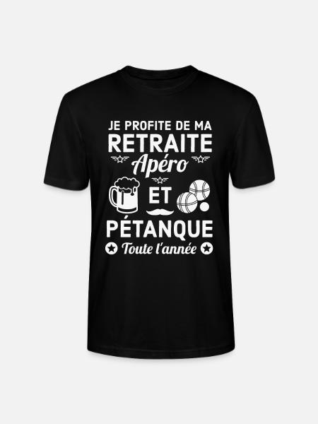 Retraite Apéro Pétanque Fun - T-shirt bio CRAFTER Stanley Stella Unisexe - noir