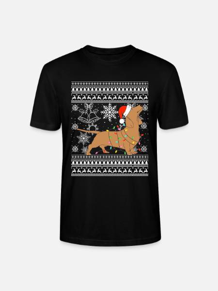 Dachshund in Christmas mode - Stanley/Stella CRAFTER Unisex Organic T-Shirt - black