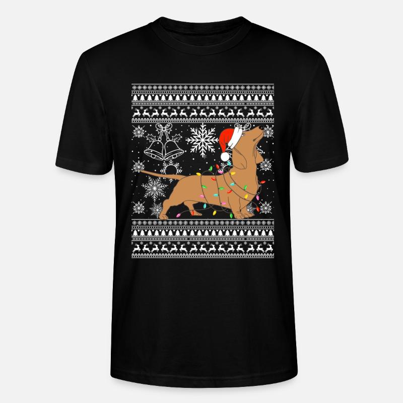 Teckel en mode Noël - T-shirt bio CRAFTER Stanley Stella Unisexe - noir